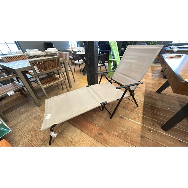 ASHLEY FURNITURE FOLDING RECLINING CHAIR, STAINED.