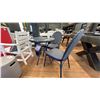 Image 2 : ASHLEY FURNITURE, 2 SEAT PATIO TABLE, 26" DIAMETER GLASS TOP, WOVEN CHAIR.