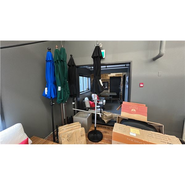 8' BLACK TREASURE GARDEN UMBRELLA, AUTO TILT W/ WEIGHTED BASE