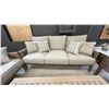 Image 2 : ASHLEY FURNITURE 5 PIECE PATIO SET. 2 76" SOFAS, SWIVEL ROCKING SIDE CHAIR, 24" SQUARE CORNER TABLE