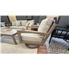 Image 5 : ASHLEY FURNITURE 5 PIECE PATIO SET. 2 76" SOFAS, SWIVEL ROCKING SIDE CHAIR, 24" SQUARE CORNER TABLE