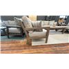Image 6 : ASHLEY FURNITURE 5 PIECE PATIO SET. 2 76" SOFAS, SWIVEL ROCKING SIDE CHAIR, 24" SQUARE CORNER TABLE
