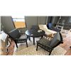 Image 1 : 4 PIECE PATIO SET, WOODARD PATIO FURNITURE 48" ROUND TABLE, 3 CUSHIONED ALUMINUM FRAMED CHAIRS.