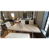 Image 2 : ASHLEY FURNITURE 5 PIECE PATIO DINING SET. 84" X 42" TABLE, DOUBLE BENCH SEAT, 3 ALUMINUM FRAMED
