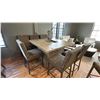 Image 1 : ASHLEY FURNITURE FIRE TABLE PATIO SET. 56" X 56" FIRE TABLE, 6 TALL STOOLS, W/DECORATIVE CANDLE