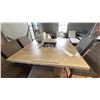 Image 2 : ASHLEY FURNITURE FIRE TABLE PATIO SET. 56" X 56" FIRE TABLE, 6 TALL STOOLS, W/DECORATIVE CANDLE