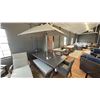 Image 1 : ASHLEY FURNITURE 8 SEAT PATIO DINING SET. 80" X 42" TABLE. 8'6" UMBRELLA, 2/3 PERSON BENCH SEAT,
