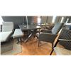 Image 2 : ASHLEY FURNITURE 8 SEAT PATIO DINING SET. 80" X 42" TABLE. 8'6" UMBRELLA, 2/3 PERSON BENCH SEAT,