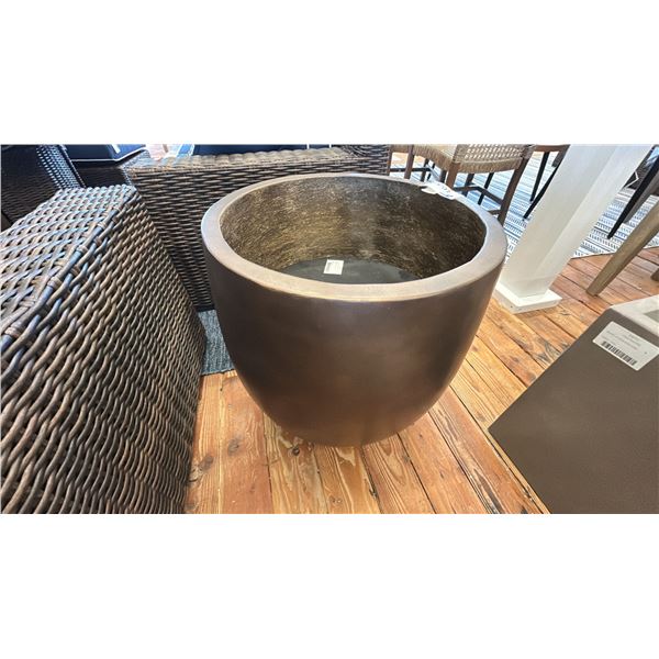 24" ROUND CERAMIC BRONZE COLOUR PLANTER, RETAIL $900