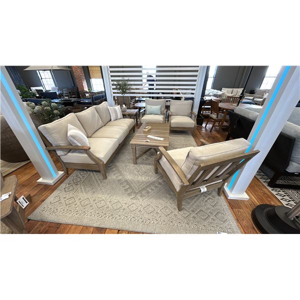 ASHLEY FURNITURE 6 PIECE PATIO SET, 81" SOFA, 3 SIDE CHAIRS, 48" COFFEE TABLE,
