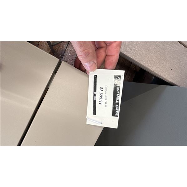 5 PIECE ASHLEY FURNITURE PATIO SET. BLUE CUSHION 57" LOVESEAT, 2 SIDE CHAIRS, 48" COFFEE TABLE