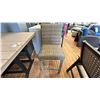 Image 2 : 3 PIECE TALL PATIO SET. 42" X 42" TABLE 2 WICKER TALL STOOLS. STOOL LEGS DO NOT MATCH TABLE LEGS
