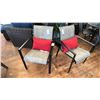 Image 1 : PAIR OF MALLIN FURNITURE ALUMINUM FRAME PATIO CHAIRS WITH RED CUSHIONS.