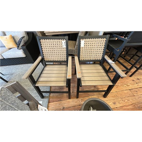 PAIR OF ASHLEY FURNITURE WEATHERPROOF PATIO CHAIRS. RETAIL $2400
