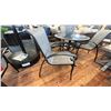 Image 3 : 5 PC WOOD ART FURNITURE PATIO DINING SET. 42" ROUND TABLE, GLASS TOP, 4 CHAIRS, ALUMINUM FRAME.