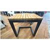 Image 2 : SUNPAN FURNITURE C SHAPED TABLE. TEAK TOP, ALUMINUM FRAME. 21" X 16" RETAIL $1400