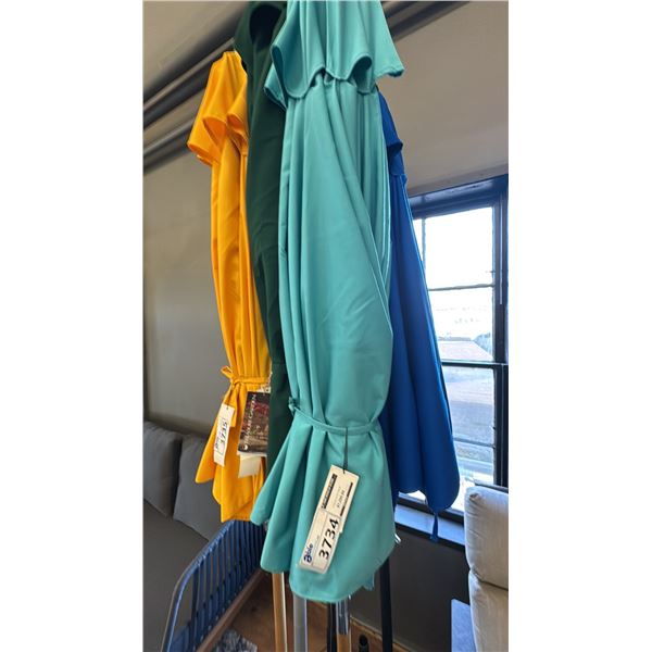 9' TEAK WOOD FRAME PATIO UMBRELLA- COLOR ARUBA. RETAIL $1800