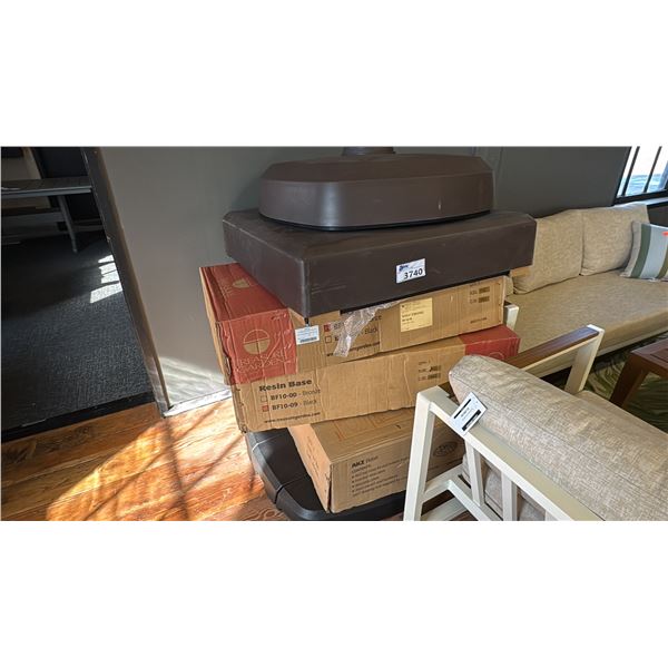 6 ASST OPEN BOX PATIO UMBRELLA BASES-POSSIBLY NOT COMPLETE