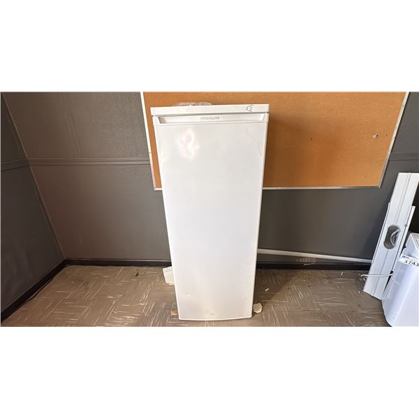 FRIGIDAIRE UPRIGHT 24" FREEZER WITH CONTENTS. ANY CONTENTS YOU DON'T WISH TO KEEP CAN BE PUT IN