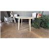 Image 3 : 2 PATIO TABLES. ASHLEY FURNITURE BROOKRANCH 60" X 35" AND ROUND GLASS TOP TABLE 40". NOTE ONE LEG
