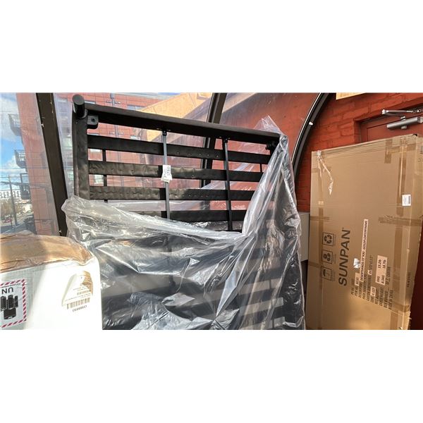 QUEEN SIZE BED PLATFORM 13"H. DARK GREY FABRIC SIDES