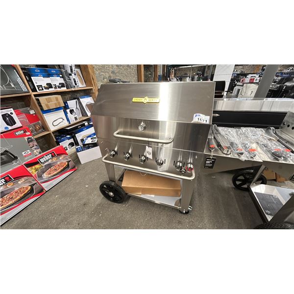 CROWN VERITY 36" CHARBROILER MODEL CV-RT-36, 5 BURNER, W/ COVER & COOKING UTENSILS