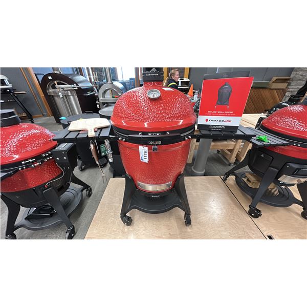 KAMADO JOE - BIG JOE III WITH CART.  HYPERBOLIC INSERT WITH CERAMIC COOKING SURFACE.