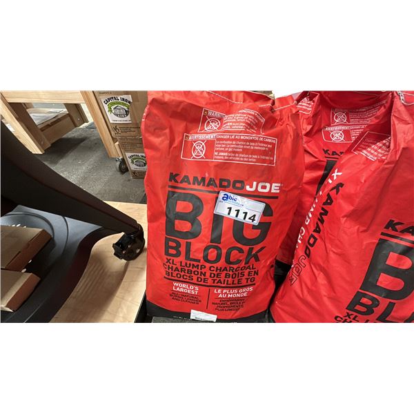 GROUP LOT - 5 BAGS OF KAMADO JOE BIG BLOCK XL LUMP CHARCOAL. 20 LB BAGS.