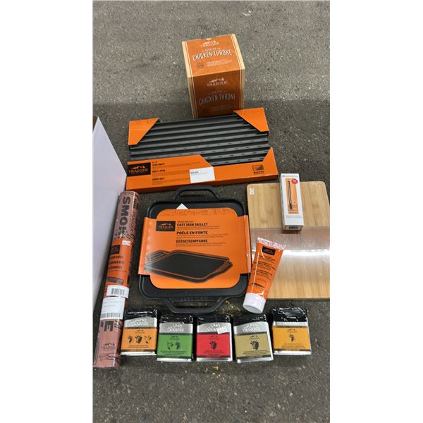 GROUP LOT OF TRAEGER ACCESSORIES.  MEATER PLUS - WIRELESS MEAT THERMOMETER, ROASTING CHICKEN
