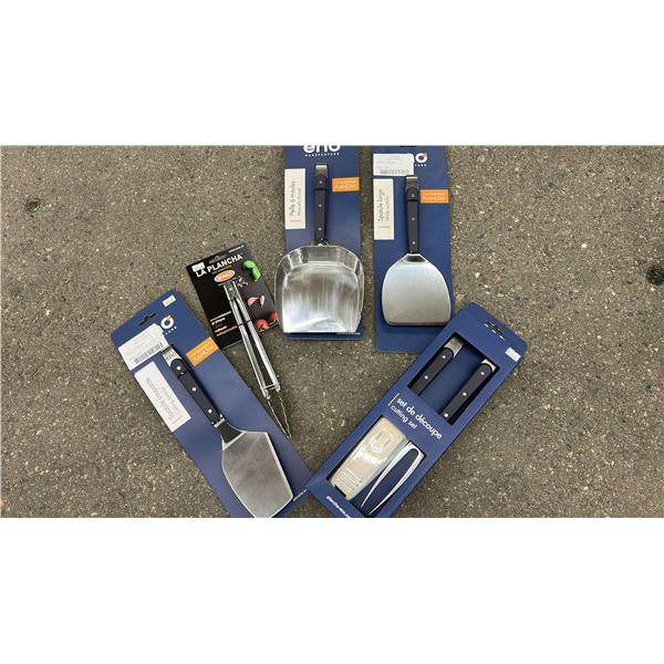 GROUP LOT OF ENO ACCESSORIES.  KNIFE SET PLUS 4 ASST. TOOLS.  APPROX VALUE = $345.00