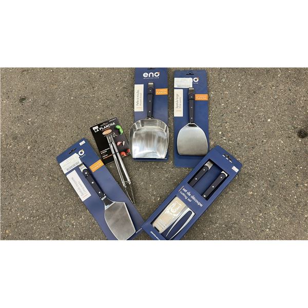 GROUP LOT OF ENO ACCESSORIES.  KNIFE SET PLUS 4 ASST. TOOLS.  APPROX VALUE = $345.00