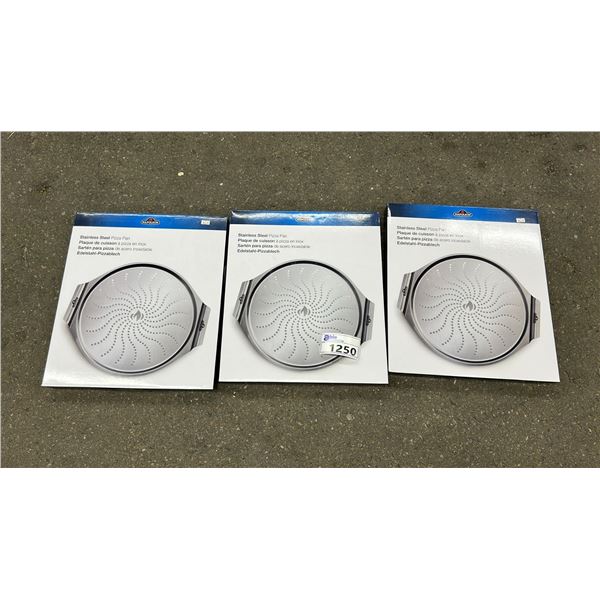 3 X STAINLESS STEEL NAPOLEON PIZZA PANS.