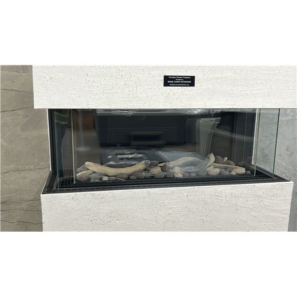 SIERRA FLAME NATURAL GAS THREE SIDED FIREPLACE. REMOTE. 50" X 16" X 15" HIGH.