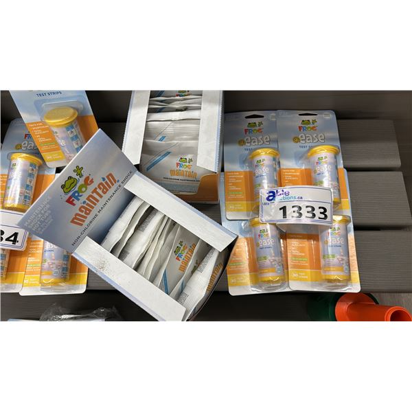 GROUP LOT. 4X FROG @EASE TEST STRIPS, FOR SMARTCHLOR, TOTAL ALKALINITY, PH, TOTAL HARDNESS. PLUS