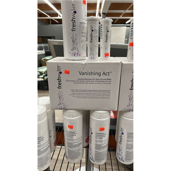 GROUP LOT, 1X VANISHING ACT, CALCIUM REMOVER, 1X FILTER CLEANER, 2X 5-WAY TEST STRIPS,