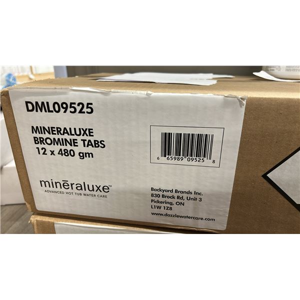 12X 480G CONTAINER OF  BROMINE TABLETS. HOT TUB BROMINE TABLETS BY MINERALUXE