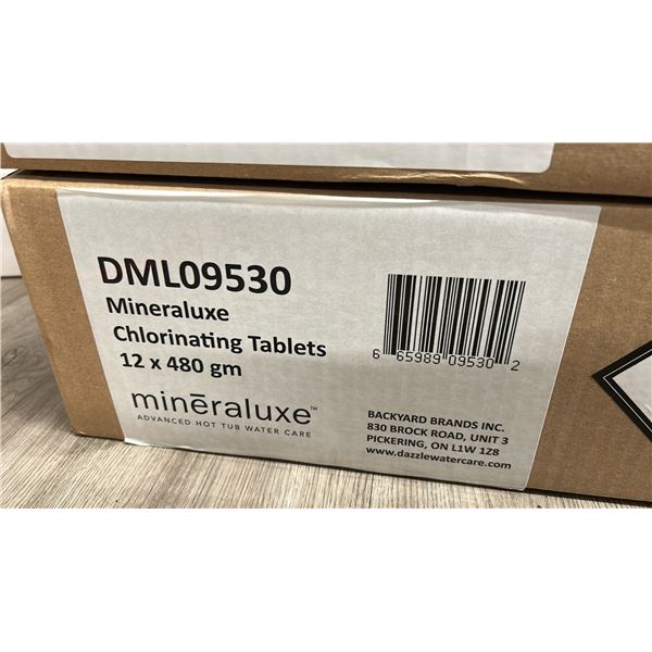 12X 480G CONTAINER OF  BROMINE TABLETS. HOT TUB BROMINE TABLETS BY MINERALUXE