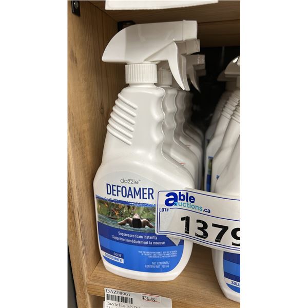 5X 750 ML DEFOAMER SPRAY BOTTLE BY DAZZLE. SUPRESSES FOAM INSTANTLY. RETAIL $180