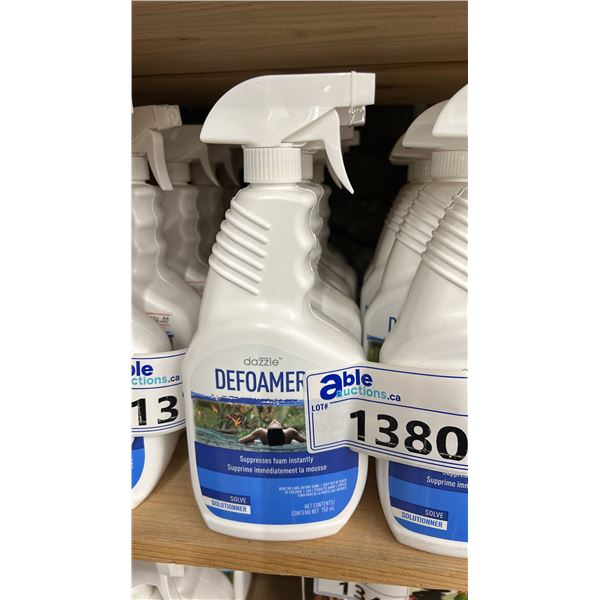5X 750 ML DEFOAMER SPRAY BOTTLE BY DAZZLE. SUPRESSES FOAM INSTANTLY. RETAIL $180