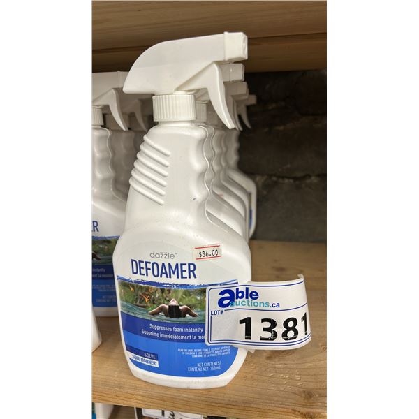 5X 750 ML DEFOAMER SPRAY BOTTLE BY DAZZLE. SUPRESSES FOAM INSTANTLY. RETAIL $180