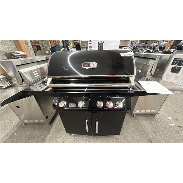 BONFIRE GAS GRILL. MODEL 34, 4 BURNER DOUBLE DOOR CART. ROTISSERIE, STAINLESS GRILLS.