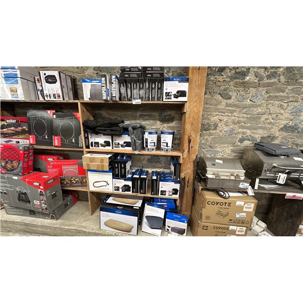 GROUP LOT NAPOLEAN BBQ ACCESSORIES. COVERS, FIRE TABLE COVERS, CHARCOAL STARTERS, PIZZA STONES,