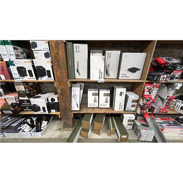 GROUP OF GOZNEY PIZZA OVEN ACCESSORIES. PEELS, MANTELS, ROOF RACKS, COVERS, WOOD LOADERS,