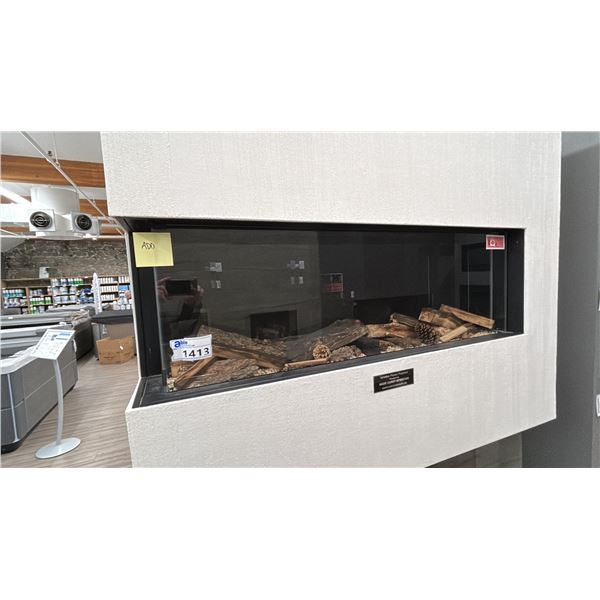 AMANTII TWO SIDED ELECTRIC FIREPLACE. NATURAL FIREWOOD. 52" WIDE