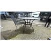 Image 2 : 42" ROUND GLASS TOP TABLE WITH 2 METAL CHAIRS-OUTSIDE