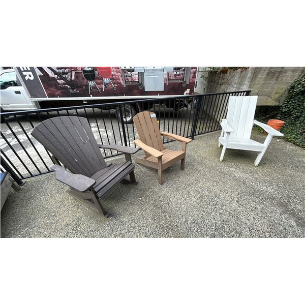 3 ADIRONDAK CHAIRS-OUTDOOR SO REQUIRE CLEANING