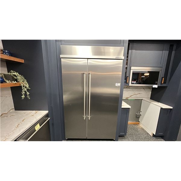 KITCHENAID 30 CU FT, 48" WIDE BUILT-IN SIDE BY SIDE REFRIGERATOR WITH PRINTSHEILD FINISH MODEL KB...