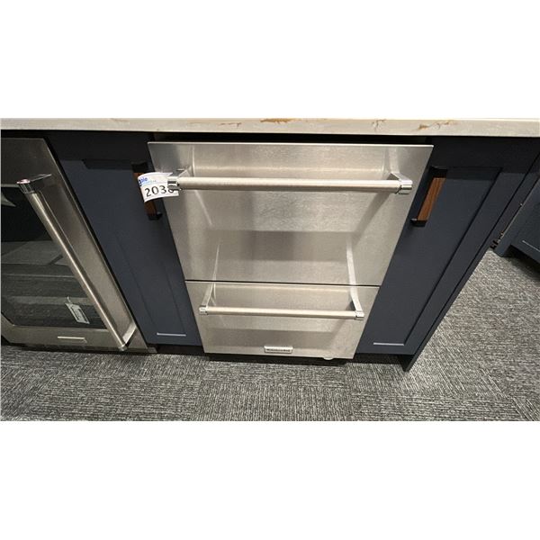 KITCHENAID 4.29 CU FT 24" DRAWER FRIDGE / FREEZER MODEL KUDF204KSB UNDERCOUNTER DOUBLE-DRAWER RET...