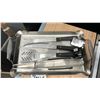 Image 2 : CROWN VERITY HEAVY STAINLESS STEEL SERVING TRAY AND BBQ UTENSILS.