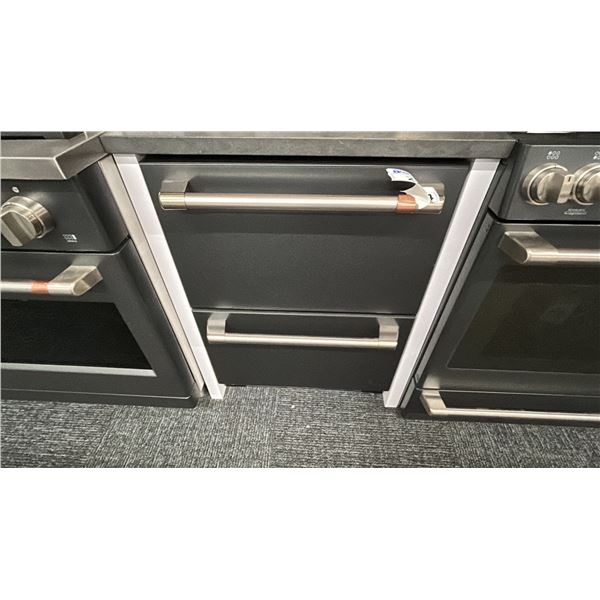 GE CAFE BUILT IN 2 DRAWER UNDER COUNTER REFRIGERATOR. MODEL CDE06RP3ND1. RETAIL $4,000